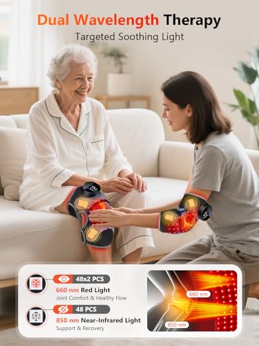 Upgrade 4 Massage Area Knee Brace & Red Light Therapy for Knee, Cord-Free Rechargeable Controller, 20Min Auto Shut-Off, 660nm & 850nm Red Light Therapy Device for Knee/Elbow/Shoulder. - Image 6