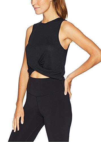 Bestisun Womens Crop Workout Tops Cropped Workout Tank Loose Sleeveless Yoga Tops Pilates Athletic Shirts Crop Tank Top Gym Exercise Clothes Black S