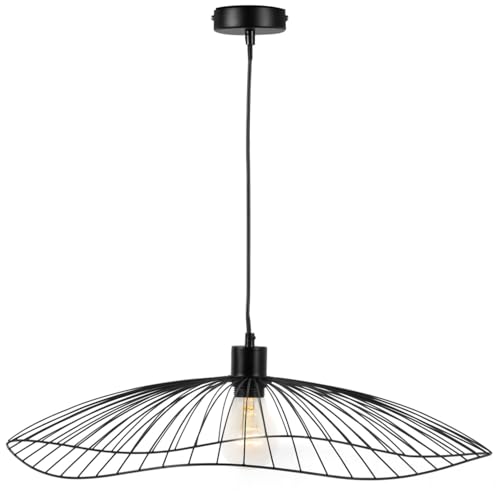 IDMarket - Suspension filaire en métal noir diamètre 60 cm