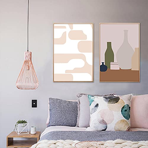 Art mural moderne géométrie affiche abstraite lot de 2 toiles 50x70 cm sans cadre pour salon
