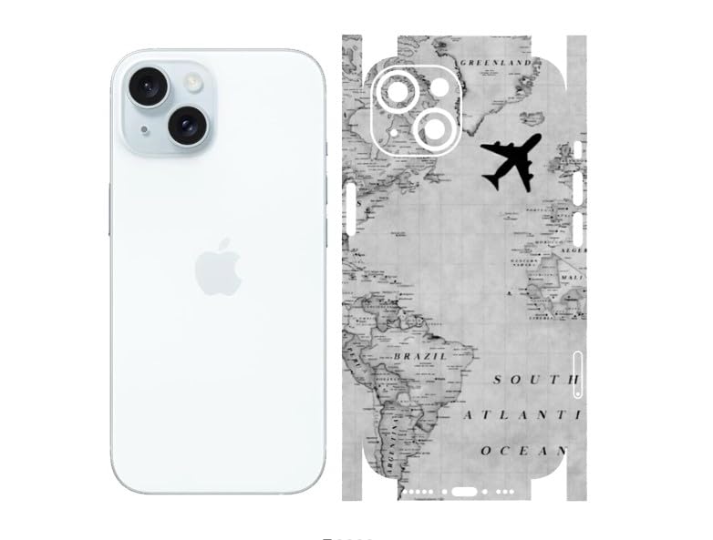 passionflower Full Back Skin for Apple iPhone 15 Plus, Scratch and Bubble Free Mobile Skin, Black, White-image-31
