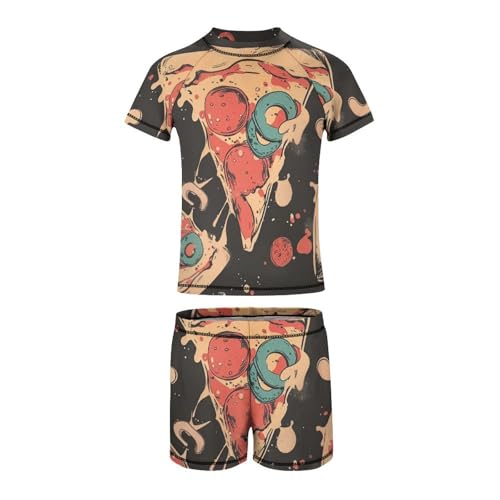 Pepperoni Pizzas PatternChildren's Casual Swimsuit Set - Simple and Versatile9-11Y（140cm）2