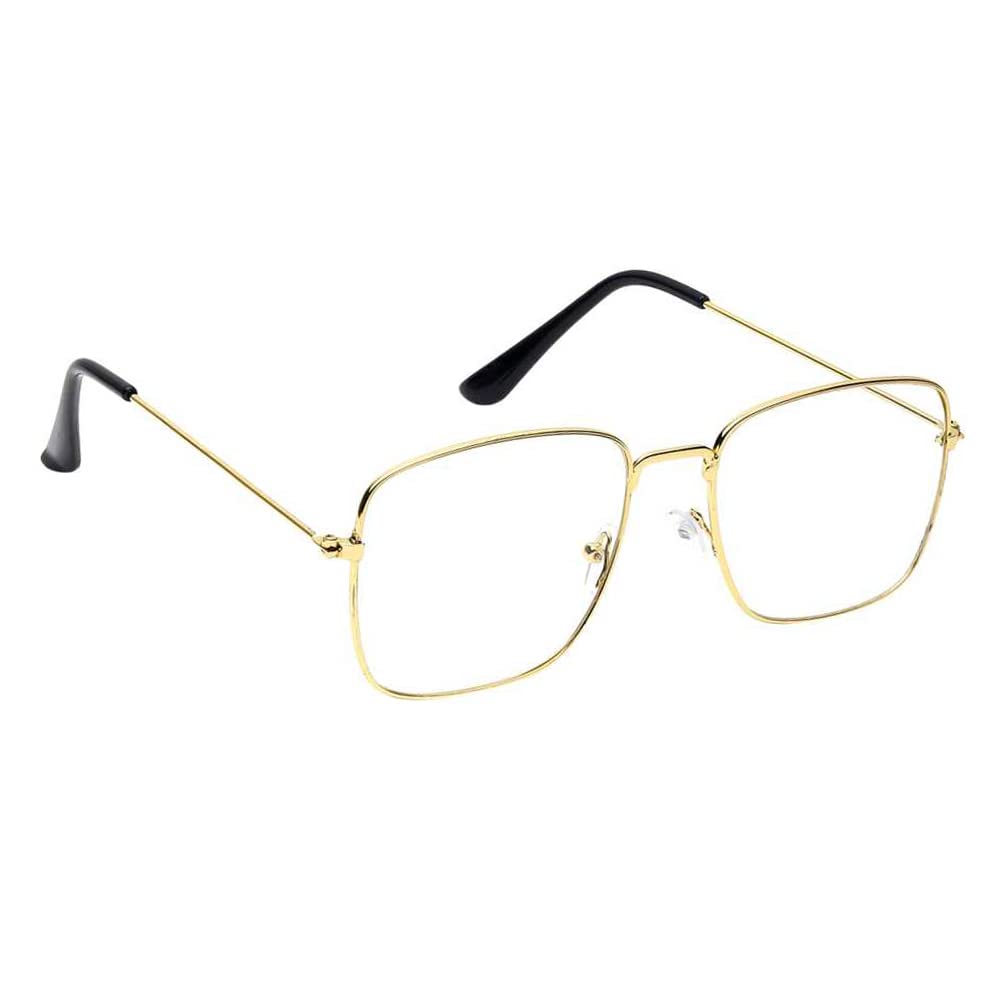 GenericUnisex Rectangular Spectacle Frame Sunglasses, Clear Lenses, Pack of 1