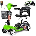 DECOMIL Portable Mobility Scooter for Seniors, Foldable Electric Powered, 300 LBS Capacity, Medical Travel for Adults, 4 Wheels, Lightweight (85 lbs) (Green)