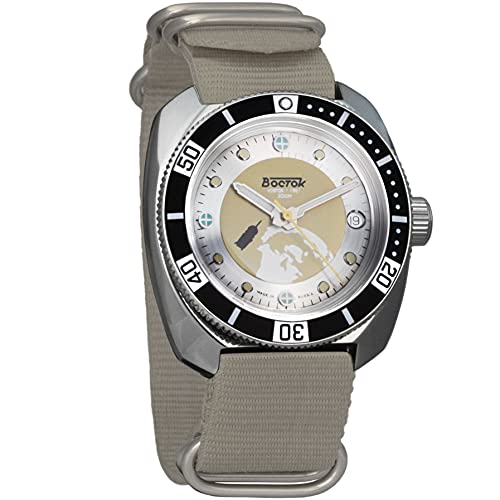 Vostok Amphibian Automatic Self-Winding Russian Military Vostok-1 Spacecraft Wristwatch #710AN2 SE (Beige)