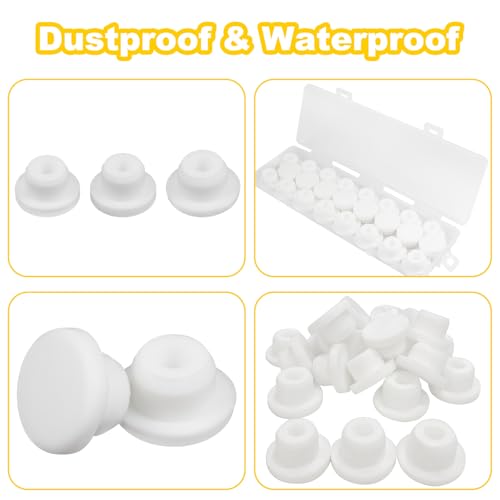 Image of 24Pcs Silicone Hole Plug Waterproof Plug Tube Plugs Soft Hole Plug White Bathtub Jet Covers 3 Sizes Fit for 14mm 15mm 16mm Bathtub Hole