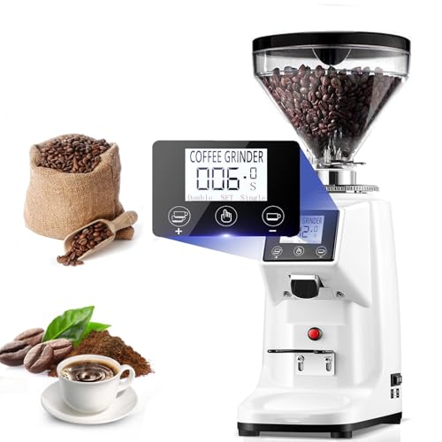 Molinillo de café, moledora automática con 19 granos personalizables, panel de control LCD, molino plano para cafeterías