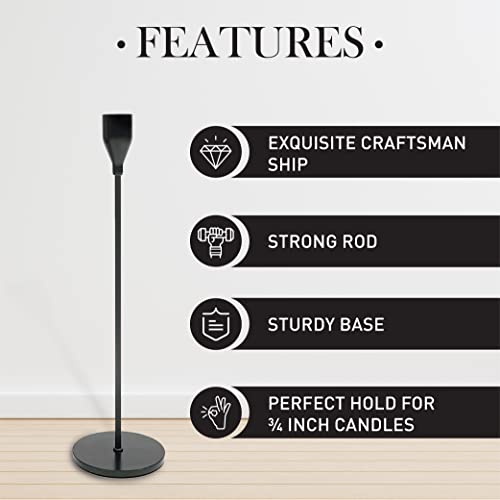 Offerzon Black Candlestick Holders 3Pcs - Metal Tall Candlesticks In 3 Heights For ¾ Inches Taper Candle – Scratch Proof & Corrosion Proof - Ideal For Dining Table, Living Room, Décor & Parties #TOP2