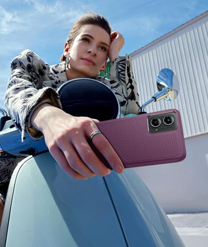 Image of FNTCASE for Motorola Moto G-5G-2024 Case: Dual Layer Heavy Duty Cell Phone Protective Cover Shockproof Rugged with Non-Slip Textured - Military Drop Protection Bumper Tough Case (Burgundy Purple)