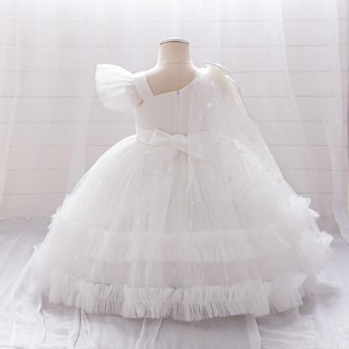 Toddler Baby Girls One Shoulder Formal Ruffle Princess Dress Bowknot Sequins Heart Ball Gown Party Pageant Lace Dresses4