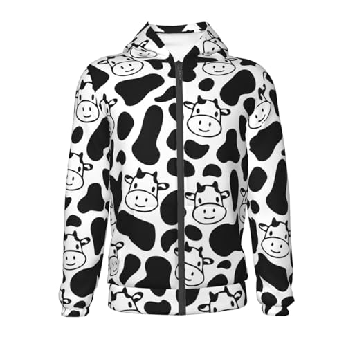 Cow Print Kids Pullover Hoodies Boys Zip Up Sweatshirts Girls Athletic Clothes with Pocket2