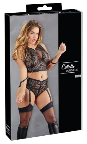 Cottelli BONDAGE Set lingerie bondage confortable grande taille noir 2XL