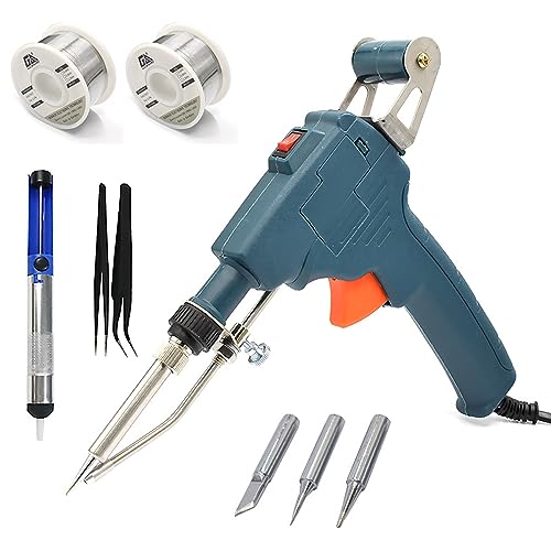 Fer à Souder Kit de Soudage Electrique, 60W Pistolet à Souder Outil de Soudage à Une Main Fil à Souder et Pompe à Dessouder pour L'électronique et Les Réparations, Fer à Souder Etain Pour Bijoux