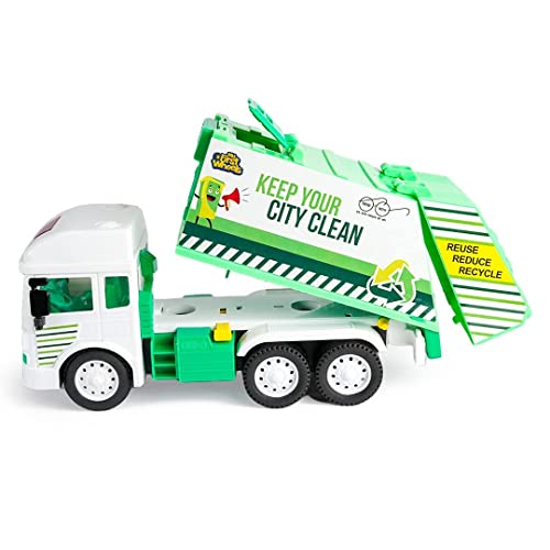 Image of Toy Truck Diecast Cars Truck with Light and Sound Pull Back Vehicles Toy Trucks for Kids ?Colors as Per Stock? (Garbage Truck)