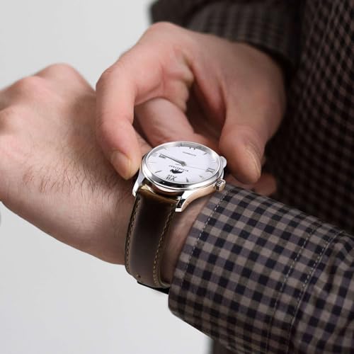 BISONSTRAP Leather Watch Strap for Men and Women, Oil Pull-Up Leather, Quick Release Replacement Bands, 18mm, Dark Brown (Silver Buckle)