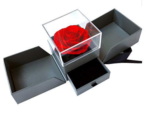 Forever Blossom Handmade Preserved Rose Jewelry Gift Box, Never Withered Roses, Upscale Immortal