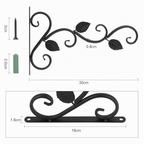 Miniatura 5 de Fippy 2 Piezas Soporte Para Plantas Colgantes, Soporte Para Cesta Colgante De Pared, Gancho De Jardín Retro De 12 Pulgada, Soportes Decorativos Para Plantas Con Tornillos Para Alimentador De Pájaros