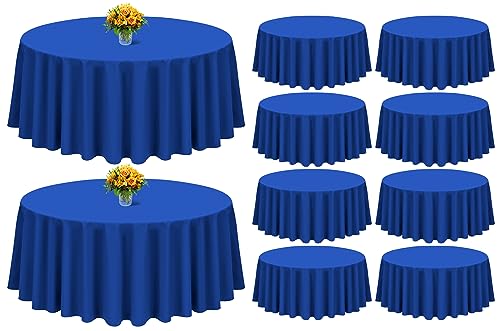 Showgeous 90 Inch Royal Blue Round Tablecloths, Polyester Table Covers