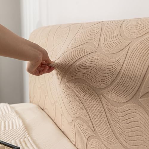 Image of HOMETHREADS Stretchable Velvet Headboard Cover | Soft, Dust-Proof & Wrinkle-Resistant Bed Back Protector | Fits Leather, Wooden & Fabric Bedsides | for 5ft to 5.5ft Beds (Beige, 150x65Cm)
