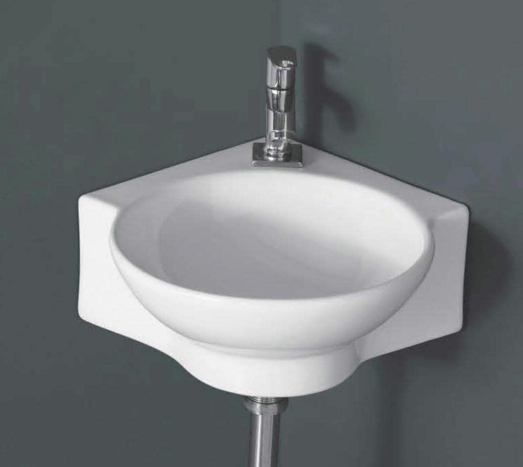 Ceramic Corner Basin | Luxurious Wash basin Table Top Bathroom Sink Wash Basin Super White Colour With Glossy Finishing (15 x 17 x 6 INCH)