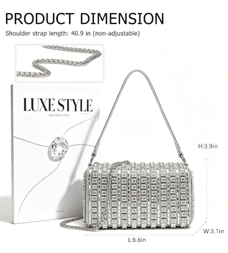 Image of Sweetovo Rhinestone Clutch Purse, Sparkly Evening Bag with Chain for Women