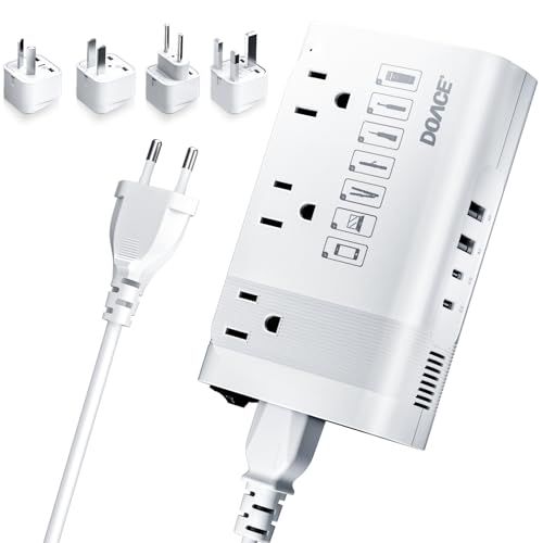 DOACE Voltage Converter US to Europe, 350W Converter for European Travel for Curling Iron and Hair Straighteners, 220V to 110V Converter Plug Adapter with 2 USB A & 2 USB C Ports