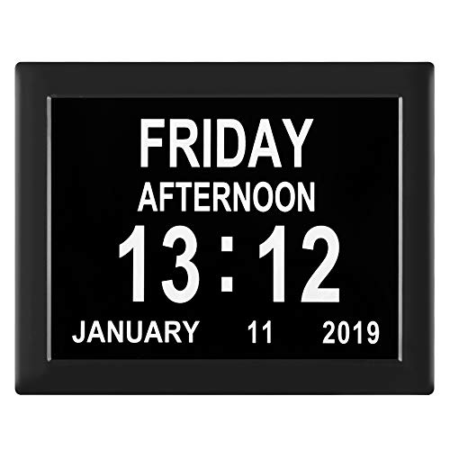 [Newest Version]Dementia Clock Digital Calendar Clock - 8 Alarm Options,Extra Large Non-Abbreviated Day