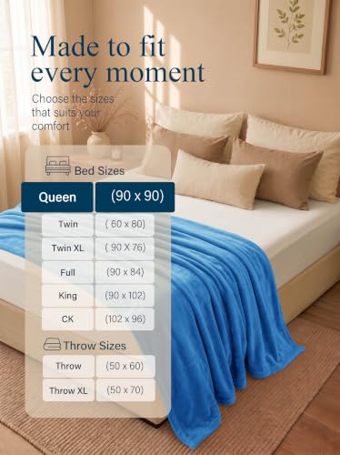Image of Utopia Bedding Soft Fleece Bed Blanket Queen Size Royal Blue (90x90 Inch)