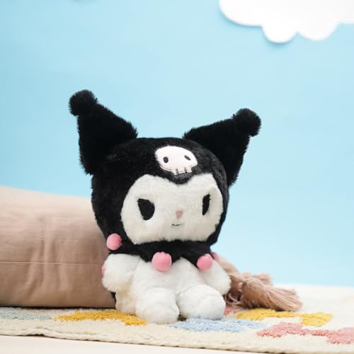 Image of Mirada Sanrio Kuromi Soft Plush Toy - 20cm | Official Licensed Black Stuffed Doll for Kids & Girls | Cute Collectible Anime Character Plushie | Ideal Gift for Birthday, Christmas & Diwali
