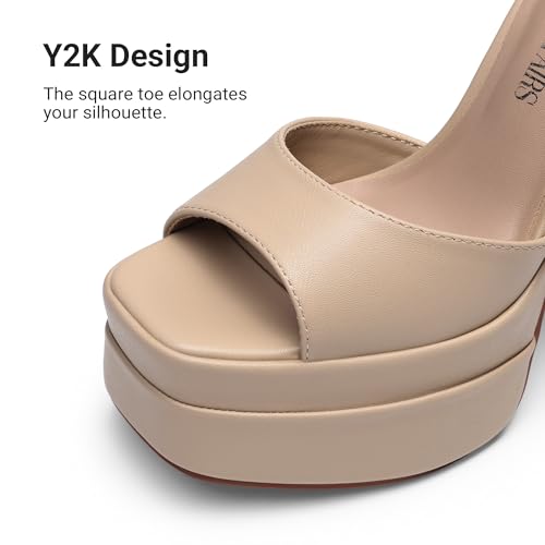 Image of DREAM PAIRS High Heels Chunky Block Platform Heels for Women Ankle Strap Sexy Open Square Toe Heels Dressy Pumps Sandals
