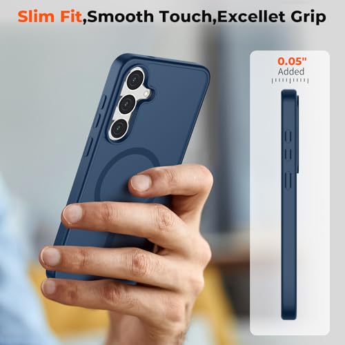 Image of SUPFINE Magnetic for Samsung Galaxy S25 FE Case with Screen Protector, (Built-in Magnets) (Military Grade Drop Protection) Slim Translucent Shockproof Phone Case,Sapphire Blue