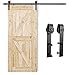 TE DEUM 6.6 FT J Shape Heavy Duty Basic Sliding Barn Door Hardware Kit Wood Door Sliding | Easy to Connect and Install | for Kitchen,Living Room,cabinets,Bathroom(Black)