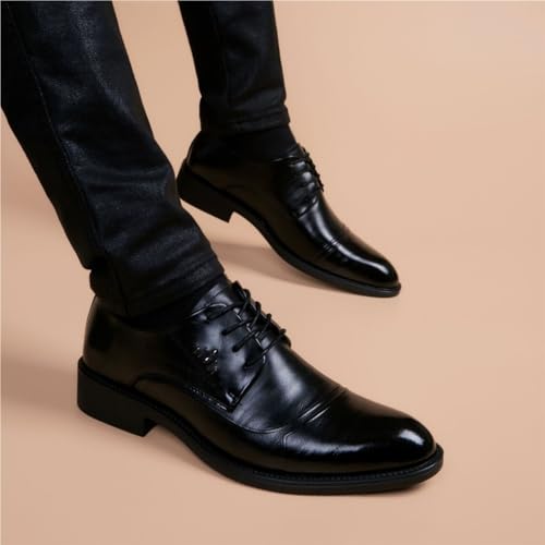 Mens Pointed Toe Leather Dress Shoes British Style Business Formal Black Breathable Casual Shoes Versatile Oxford Shoes2