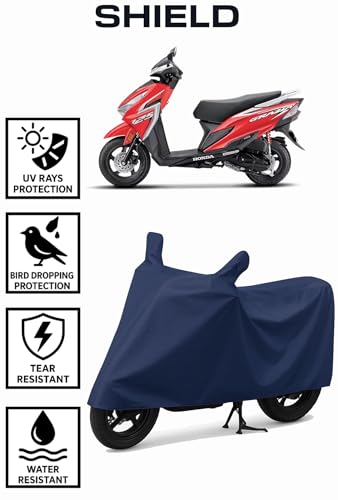 Image of Shield Heavy Duty Bike Cover for Honda Grazia 125 | All-Season, Tear-Proof Fabric | with Side Mirror Pocket & Buckle Belt