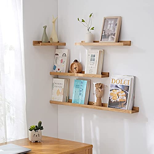 Recogwood Wooden Shelves-30cm Floating Shelf Wall Mounted, Solid Oak Wood Wall Shelves - Image 2