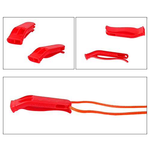 Augsun 20 Pcs Emergency Safety Whistle Plastic Whistles Set With Lanyard,Red And Orange #TOP1