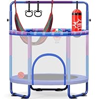 Yohood 55\" Trampoline for Kids with Enclosure, 6-in-1 Toddler Trampoline Indoor Outdoor, Upgrade Full Anti-Rust Tube with Adjustable Gymnastics Bars for Boys Girls