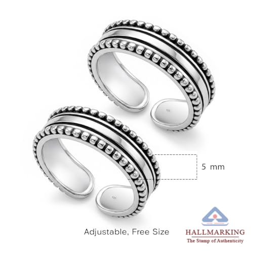 Image of TRUESILVER ACPL 925 Sterling Silver Toe Rings for Women | BIS Hallmarked Classic, Ruby Red & Cubic Zirconia Stone Toe Ring