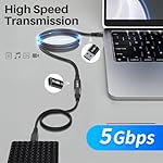 USB Male to USB C Female Cable 6 FT, Unidirectional USB 3.0 to Type-C Extension Cable, 5Gbps, 3A Fast Charging, Type-C Double-sided 5G, for Laptop, PC, Flash Disk, Power Bank, U Disk, Charger and More - Image 3