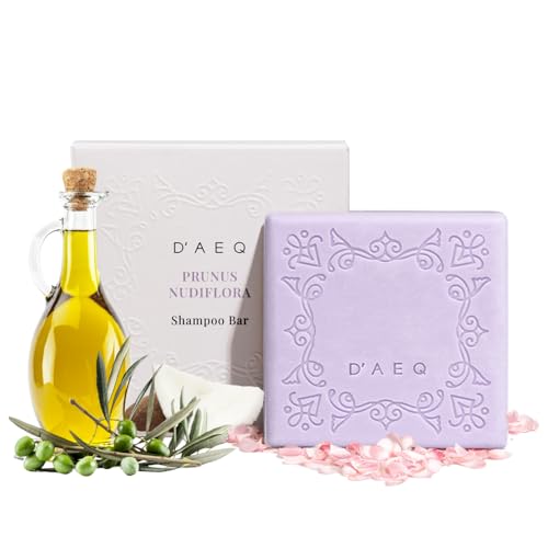 D’AEQ Shampoo Bar w/Jeju Cherry Blossom Scent | Gentle Deep Cleanser Infused w/Argan Oil & Coconut Oil, Natural Shine for All Hair Types | Silicone-Free & Sulfate-Free | Made in Korea | 3.0oz