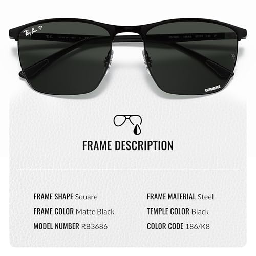 Ray-Ban RB3686 CHROMANCE Square Shaped Sunglasses for Men & Women with Official RAYBAN Eyewear Kit3
