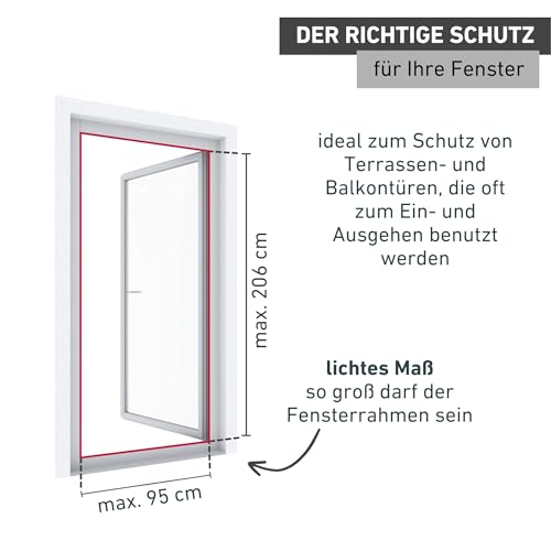Windhager Pendeltür Insektenschutz, 100x210cm, Weiß, Aluminium, Fiberglas Fliegengitter, bohrfreie Montage, 03240