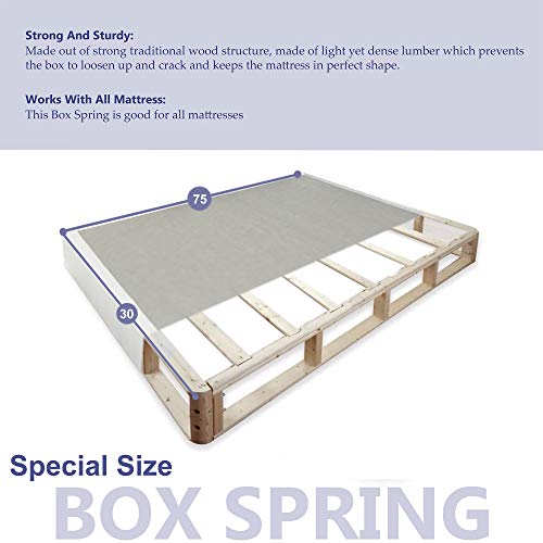 Mattress Solution Fully Assembled Low Profile Wood Traditional Boxspring/Foundation Set, 75" X 30", Beige #TOP3