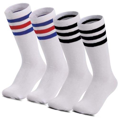 KAKU NANU Kids Toddler Soccer Socks Girls Boys Athletic Knee High Tube Socks, 2 Pack