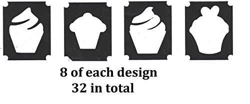 Food Tattoo Stencil Collections (32 Tattoo Glitter Airbrush Stencil Cupcake)