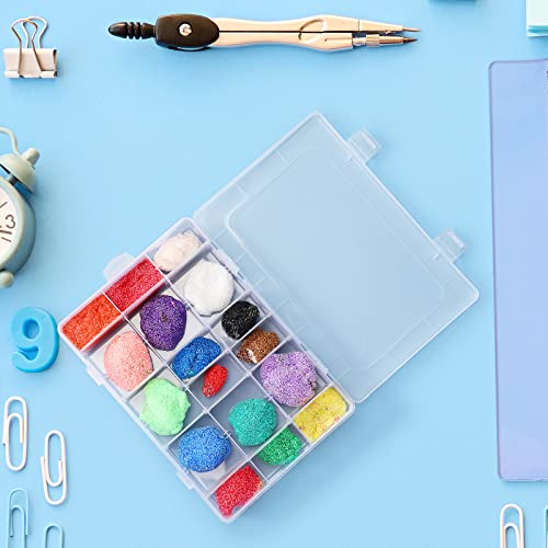 Image of Sawysine 12 Pack Bulk 24 Grids Clear Plastic Organizer Box Tackle Crafts Storage with Removable Dividers Boxes for Fishing Trays Jewelry DIY Parts