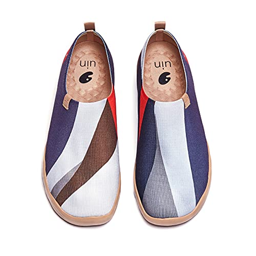 UIN Men's Casual Walking Travel Shoes Slip On Knitted Loafers Lightweight Comfort Air Painted Fashion Sneaker Long Journey (9.5)