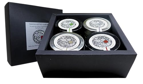 Singularities sabores - Esferificaciones de Aceite de Oliva Virgen Extra Pack 4 ud: Virgen Extra, Cardomomo, Carolina Reaper y Trufa - Perlas de Aceite Gourmet para Aliño o Decoración - 4 x 55 g