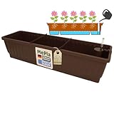 MePla - XXL Balkonkasten Venezia 80 cm Braun mit Wasserspeicher incl. Wasserstandsanzeiger – Made in Germany – langlebig, selbstbewässernd und direkt bepflanzbar