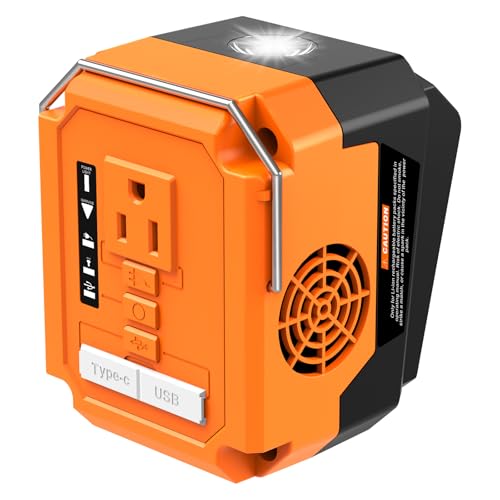 Image of 260W Power Inverter Compatible with Black and Decker 20V Max Battery, Input DC 15-21V to Output AC 110V 260W, Battery Converter with 1 Type-C, 2 USB, 1 AC Outlet & Emergency Light